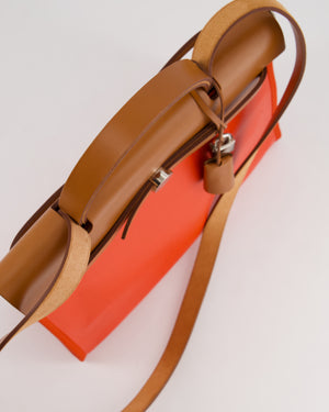 Hermès Herbag 31 Bag in Orange Toile Canvas and Natural Vache Leather with Palladium Hardware