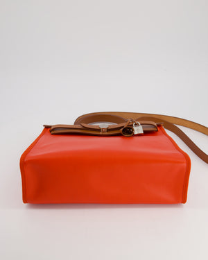 Hermès Herbag 31 Bag in Orange Toile Canvas and Natural Vache Leather with Palladium Hardware