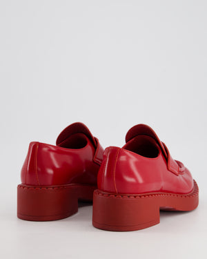 *HOT* Prada Red Loafers In Brushed Calfskin Leather with Logo Detail Size EU 37.5 RRP £920