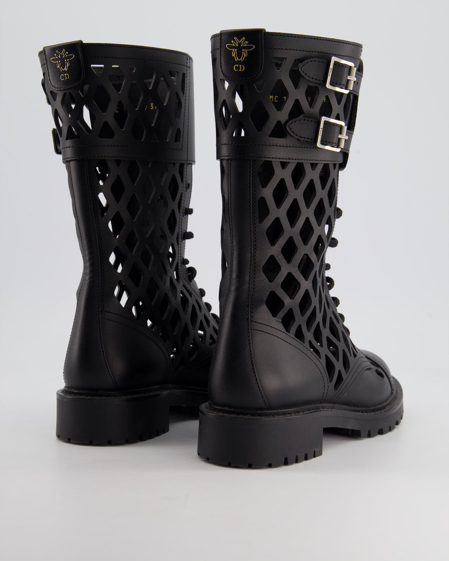 *FIRE PRICE* Christian Dior Black D-Trap Leather Combat Boots Size EU 37.5 RRP £1,500