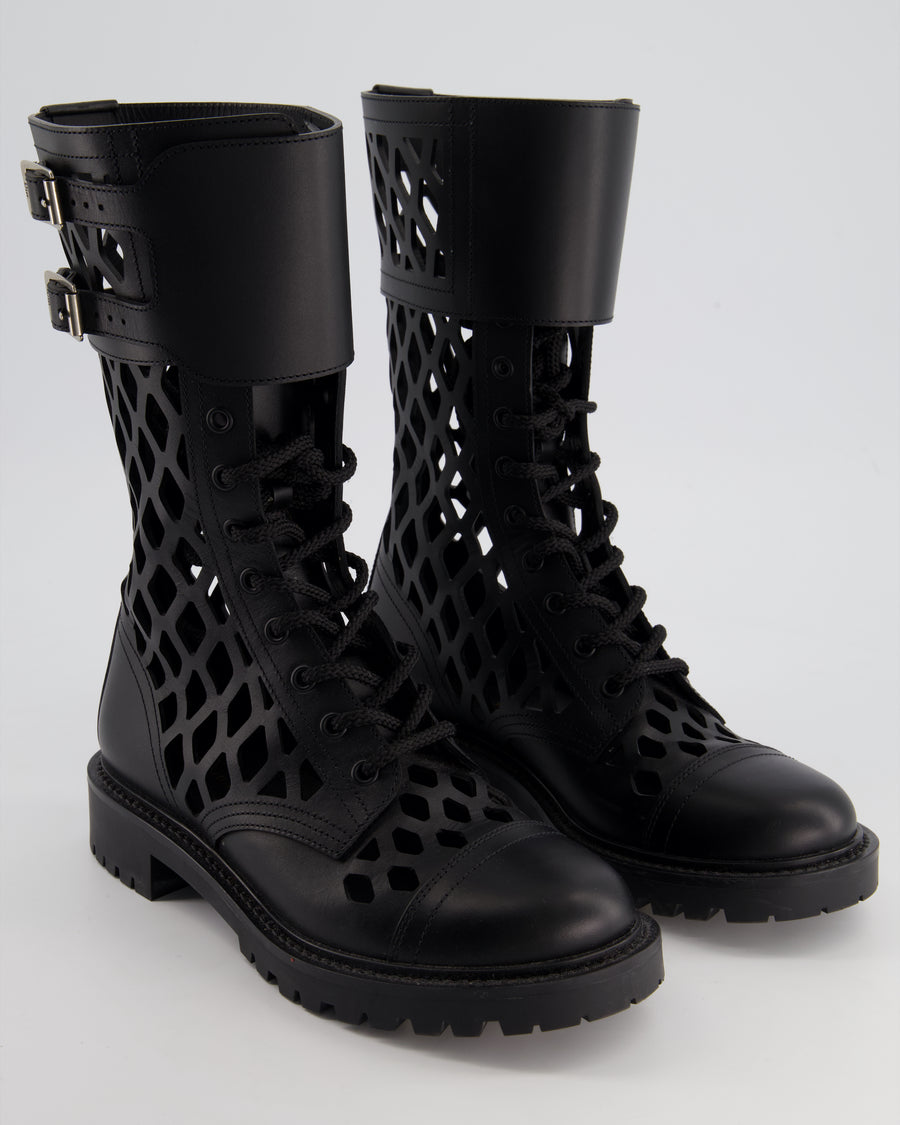 *FIRE PRICE* Christian Dior Black D-Trap Leather Combat Boots Size EU 37.5 RRP £1,500