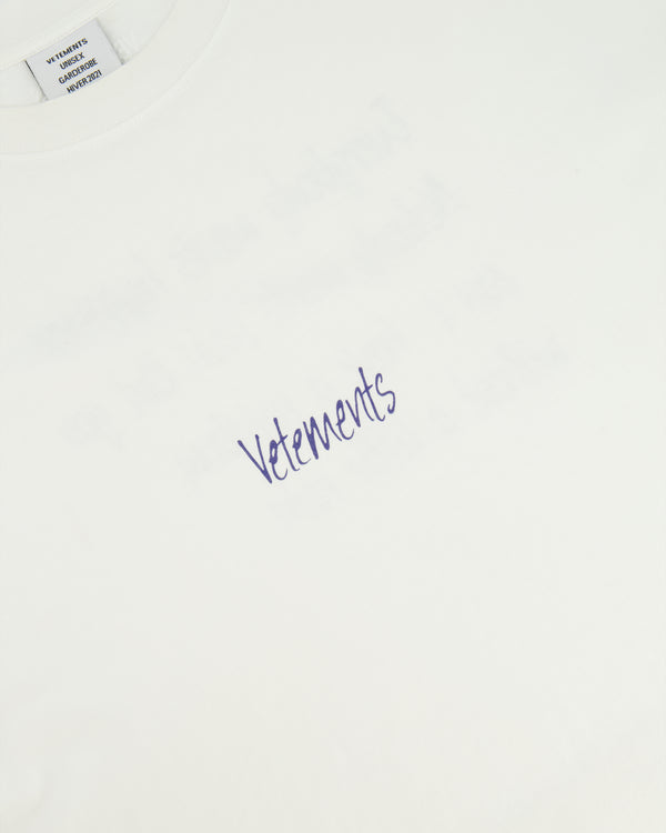 Vetements White Unisex T-Shirt with Logo and Back Detail Size S (UK 8)