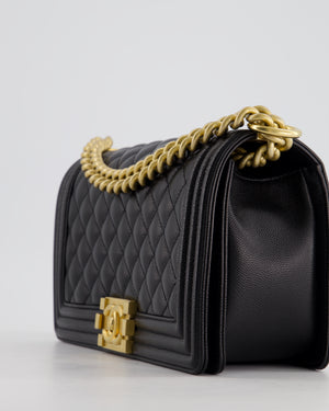 *HOT* Chanel Black Caviar Leather Medium Boy Bag with Gold Hardware RRP £5,800