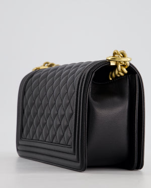 *HOT* Chanel Black Caviar Leather Medium Boy Bag with Gold Hardware RRP £5,800