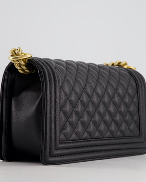 *HOT* Chanel Black Caviar Leather Medium Boy Bag with Gold Hardware RRP £5,800