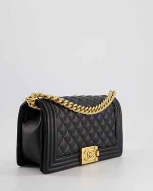 *HOT* Chanel Black Caviar Leather Medium Boy Bag with Gold Hardware RRP £5,800