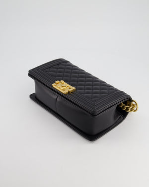 *HOT* Chanel Black Caviar Leather Medium Boy Bag with Gold Hardware RRP £5,800