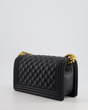 *HOT* Chanel Black Caviar Leather Medium Boy Bag with Gold Hardware RRP £5,800