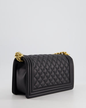 *HOT* Chanel Black Caviar Leather Medium Boy Bag with Gold Hardware RRP £5,800