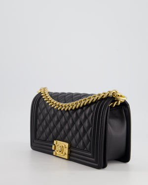 *HOT* Chanel Black Caviar Leather Medium Boy Bag with Gold Hardware RRP £5,800