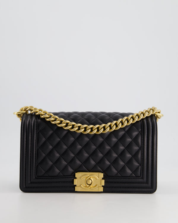 *HOT* Chanel Black Caviar Leather Medium Boy Bag with Gold Hardware RRP £5,800