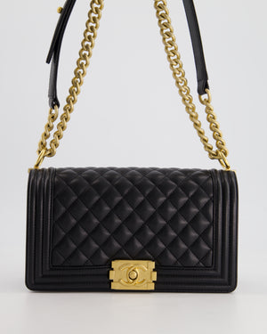 *HOT* Chanel Black Caviar Leather Medium Boy Bag with Gold Hardware RRP £5,800