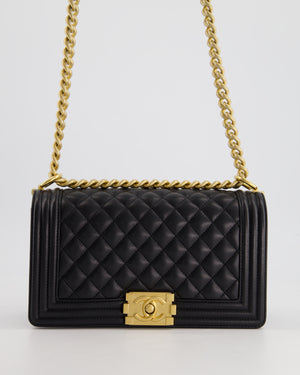 *HOT* Chanel Black Caviar Leather Medium Boy Bag with Gold Hardware RRP £5,800