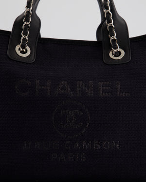 Chanel Navy & Black Small Deauville Tote Bag with Silver Hardware