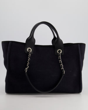 Chanel Navy & Black Small Deauville Tote Bag with Silver Hardware