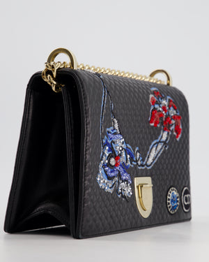 *RARE* Christian Dior Blue Medium Diorama Bag in Calfskin Leather with Champagne Gold Hardware & Embroidery Detail