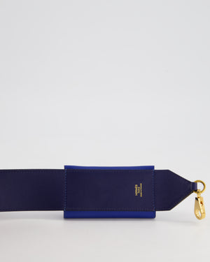 Hermès Blue Sapphire Swift Leather &  Zellige Epsom Leather Kelly Pocket Strap with Gold Hardware