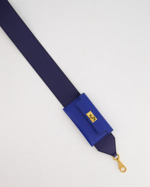 Hermès Blue Sapphire Swift Leather &  Zellige Epsom Leather Kelly Pocket Strap with Gold Hardware