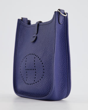 Hermès Mini Evelyne Bag in Bleu de Prusse Clemence Leather with Palladium Hardware