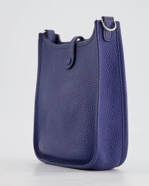 Hermès Mini Evelyne Bag in Bleu de Prusse Clemence Leather with Palladium Hardware