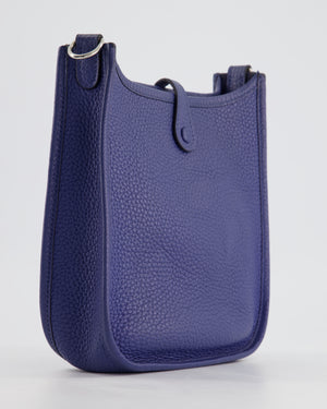 Hermès Mini Evelyne Bag in Bleu de Prusse Clemence Leather with Palladium Hardware