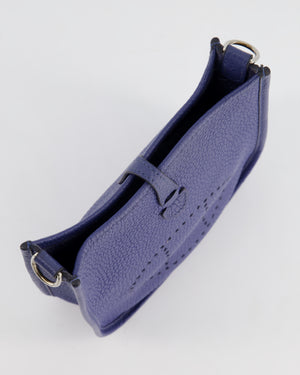 Hermès Mini Evelyne Bag in Bleu de Prusse Clemence Leather with Palladium Hardware