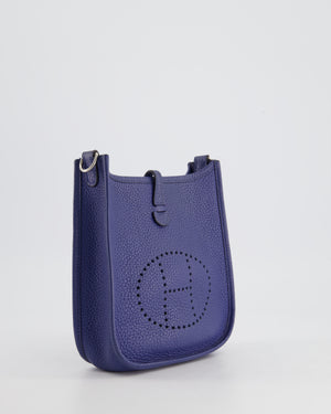 Hermès Mini Evelyne Bag in Bleu de Prusse Clemence Leather with Palladium Hardware