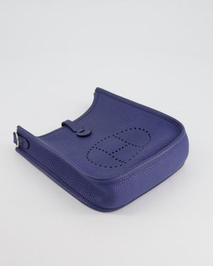 Hermès Mini Evelyne Bag in Bleu de Prusse Clemence Leather with Palladium Hardware