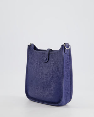 Hermès Mini Evelyne Bag in Bleu de Prusse Clemence Leather with Palladium Hardware