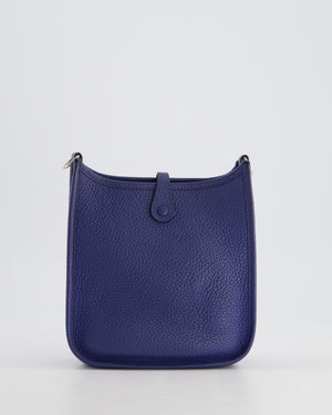 Hermès Mini Evelyne Bag in Bleu de Prusse Clemence Leather with Palladium Hardware