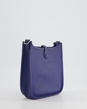 Hermès Mini Evelyne Bag in Bleu de Prusse Clemence Leather with Palladium Hardware