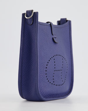 Hermès Mini Evelyne Bag in Bleu de Prusse Clemence Leather with Palladium Hardware