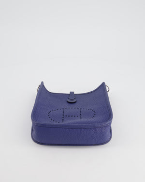 Hermès Mini Evelyne Bag in Bleu de Prusse Clemence Leather with Palladium Hardware