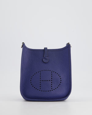 Hermès Mini Evelyne Bag in Bleu de Prusse Clemence Leather with Palladium Hardware