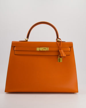 Hermès Kelly Sellier 35cm Bag in Orange Epsom Leather and Gold Hardware