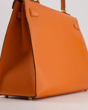 Hermès Kelly Sellier 35cm Bag in Orange Epsom Leather and Gold Hardware