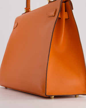 Hermès Kelly Sellier 35cm Bag in Orange Epsom Leather and Gold Hardware