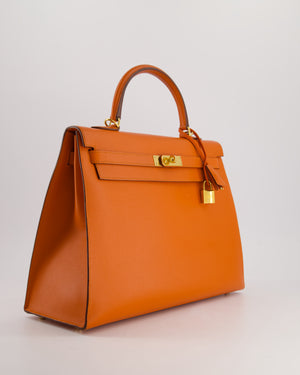 Hermès Kelly Sellier 35cm Bag in Orange Epsom Leather and Gold Hardware