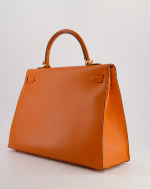 Hermès Kelly Sellier 35cm Bag in Orange Epsom Leather and Gold Hardware