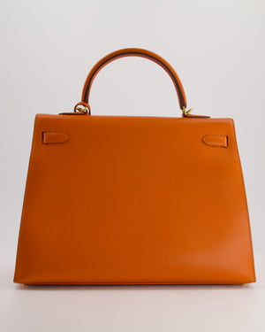 Hermès Kelly Sellier 35cm Bag in Orange Epsom Leather and Gold Hardware