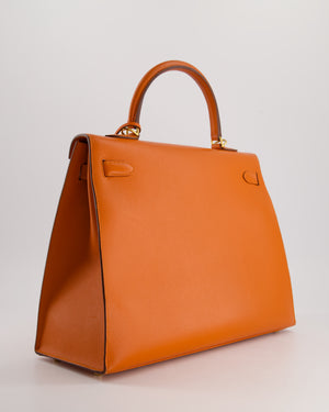 Hermès Kelly Sellier 35cm Bag in Orange Epsom Leather and Gold Hardware