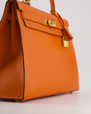 Hermès Kelly Sellier 35cm Bag in Orange Epsom Leather and Gold Hardware