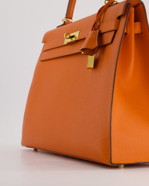 Hermès Kelly Sellier 35cm Bag in Orange Epsom Leather and Gold Hardware