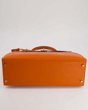 Hermès Kelly Sellier 35cm Bag in Orange Epsom Leather and Gold Hardware