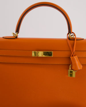 Hermès Kelly Sellier 35cm Bag in Orange Epsom Leather and Gold Hardware