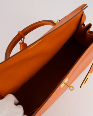 Hermès Kelly Sellier 35cm Bag in Orange Epsom Leather and Gold Hardware