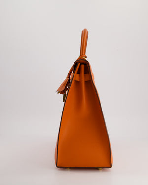 Hermès Kelly Sellier 35cm Bag in Orange Epsom Leather and Gold Hardware