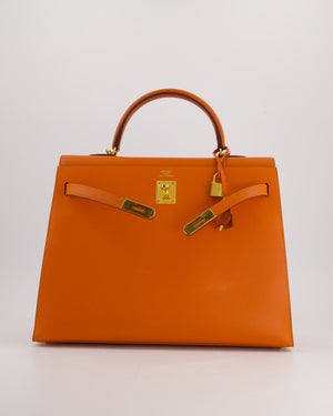 Hermès Kelly Sellier 35cm Bag in Orange Epsom Leather and Gold Hardware