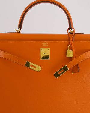 Hermès Kelly Sellier 35cm Bag in Orange Epsom Leather and Gold Hardware