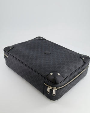 Gucci GG Black and Grey Briefcase with Back Strap Bag in Leather with Silver Hardware